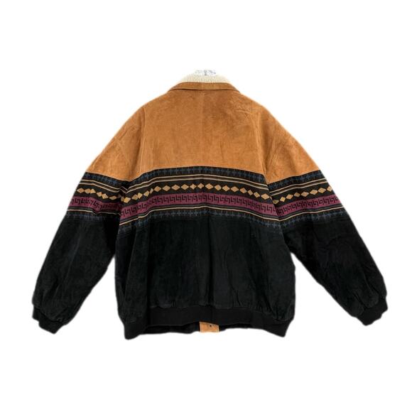 Casual Outfitters Unisex Vintage 90s Suede Leather Southwestern Aztec Jacket - Picture 2 of 9